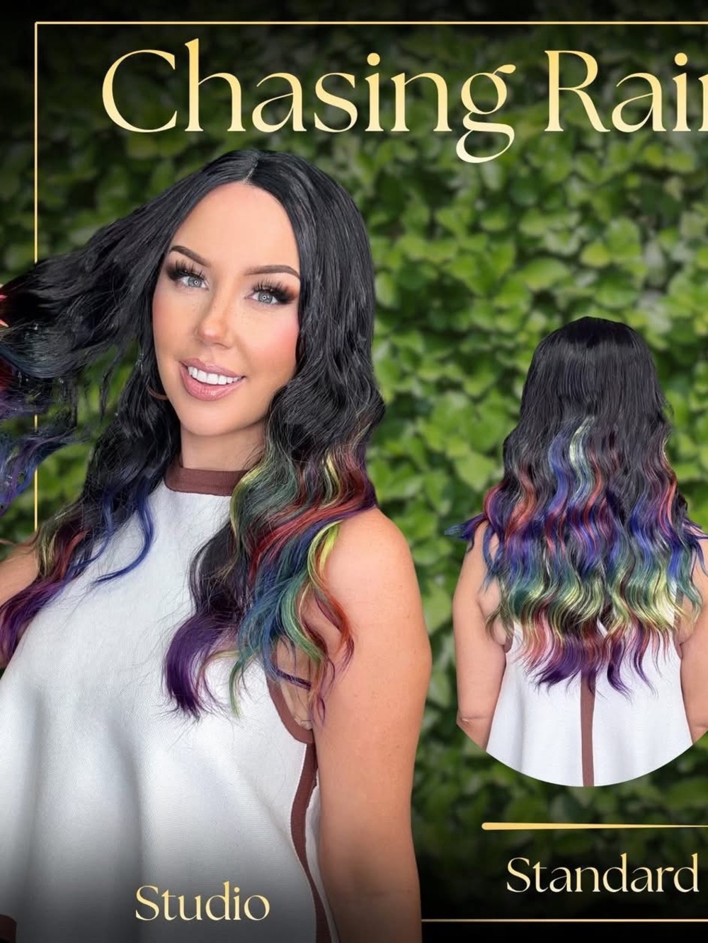 Chasing Rainbow Long Wavy Wig with Rainbow-Blend Ends Chelsey Smith Crowns